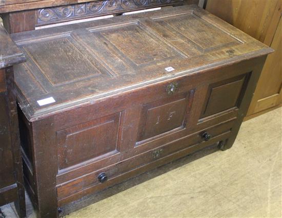 Panelled oak mule chest